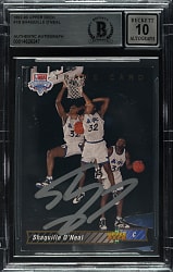 Signed 1992-1993 Upper Deck Basketball #1 Shaquille O'Neal Rookie Beckett GEM MINT 10 Signature