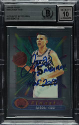 Signed 1994-1995 Topps Finest Basketball #286 Jason Kidd Rookie Beckett GEM MINT 10 Signature