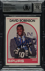 Signed 1989-1990 Hoops Basketball #138 David Robinson Rookie Beckett GEM MINT 10 Signature