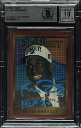Signed 1995-1996 Topps Finest Basketball #115 Kevin Garnett Rookie Beckett GEM MINT 10 Signature