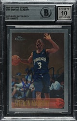 Signed 1996-1997 Topps Chrome Basketball #177 Stephon Marbury Rookie Beckett GEM MINT 10 Signature