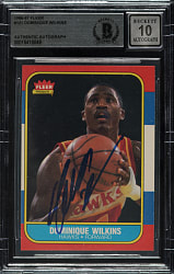 Signed 1986-1987 Fleer Basketball #121 Dominique Wilkins Rookie Beckett GEM MINT 10 Signature