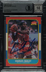 Signed 1986-1987 Fleer Basketball #81 Charles Oakley Rookie Beckett GEM MINT 10 Signature
