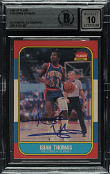 Signed 1986-1987 Fleer Basketball #109 Isiah Thomas Rookie Beckett GEM MINT 10 Signature