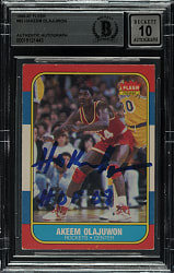 Signed 1986-1987 Fleer Basketball #82 Akeem Olajuwon Rookie Beckett GEM MINT 10 Signature