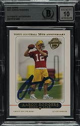 Signed 2005 Topps Football #431 Aaron Rodgers Rookie Beckett GEM MINT 10 Signature