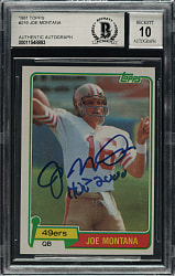 Signed 1981 Topps Football #216 Joe Montana Rookie Beckett GEM MINT 10 Signature