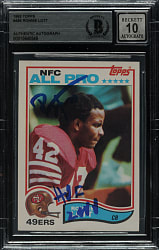 Signed 1982 Topps Football #486 Ronnie Lott Rookie Beckett GEM MINT 10 Signature
