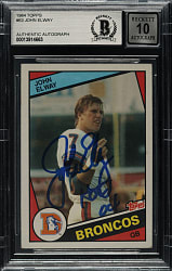 Signed 1984 Topps Football #63 John Elway Rookie Beckett GEM MINT 10 Signature