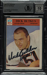 Signed 1966 Philadelphia Football #31 Dick Butkus Rookie Beckett GEM MINT 10 Signature