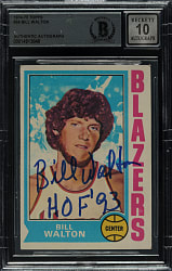 Signed 1974-1975 Topps Basketball #39 Bill Walton Rookie Beckett GEM MINT 10