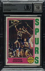 Signed 1974-1975 Topps Basketball #196 George Gervin Rookie Beckett GEM MINT 10