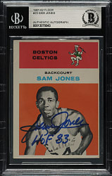 Signed 1961-1962 Fleer Basketball #23 Sam Jones Rookie - Beckett