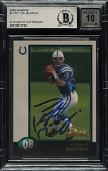 Signed 1998 Bowman Football #1 Peyton Manning Rookie  Beckett GEM MINT 10