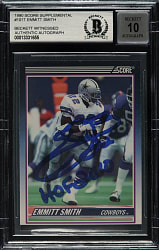 Signed 1990 Score Supplemental Football #101T Emmitt Smith Rookie Beckett GEM MINT 10