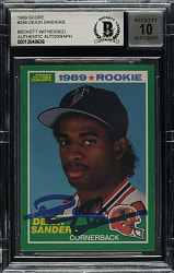 Signed 1989 Score Football #246 Deion Sanders Rookie Beckett GEM MINT 10