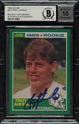 Signed 1989 Score Football #270 Troy Aikman Rookie Beckett GEM MINT 10