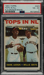 1964 Topps #423 Tops in NL with Hank Aaron and Willie Mays PSA VG-EX 4