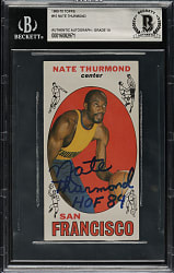 Signed 1969-1970 Topps Basketball #10 Nate Thurmond Rookie Beckett GEM MINT 10