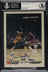 1982-1983 Los Angeles Lakers BASF Basketball #12 James Worthy Rookie - Beckett