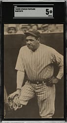 1950s Yankee Stadium Postcard Babe Ruth SGC EX 5