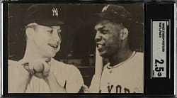 1950s Yankee Stadium Postcard Mickey Mantle/Willie Mays SGC GOOD+ 2.5