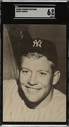 1950s Yankee Stadium Postcard Mickey Mantle SGC EX/NM 6