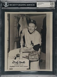 1950-1970 Rawlings Advisory Staff Mickey Mantle Seated with Bat BGS G-VG 2.5