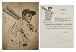 1968 Mrs. (Claire) Babe Ruth Signed Commemorative Print Inscribed to Joe "Ducky" Medwick