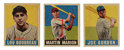 1948-1949 Leaf Trio: Lou Boudreau, Joe Gordon, and Martin Marion