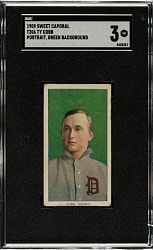 Lot # 11: 1909-1911 T206 White Border Ty Cobb Portrait Green Background SGC VG 3