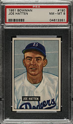 1951 Bowman #190 Joe Hatten PSA NM-MT 8