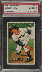 1951 Bowman #203 Vernon Law PSA NM-MT 8