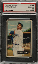 1951 Bowman #165 Ted Williams PSA GOOD+ 2.5