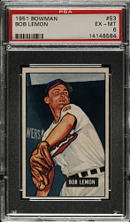 1951 Bowman #53 Bob Lemon PSA EX-MT 6