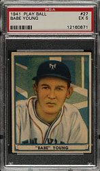 1941 R336 Play Ball #27 Babe Young PSA EX 5