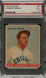 1933 R319 Goudey #51 Charlie Grimm PSA VG+ 3.5