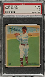 1933 R319 Goudey #194 Earl Averill PSA VG 3