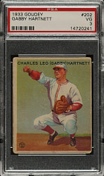 1933 R319 Goudey #202 Gabby Hartnett PSA VG 3