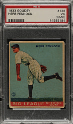 1933 R319 Goudey #138 Herb Pennock PSA VG 3 (MK)
