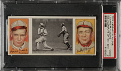 1912 T202 Hassan Triple Folder "Sullivan Puts Up a High One" Evans/Miller Huggins PSA GOOD 2