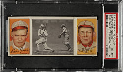 1912 T202 Hassan Triple Folder "Sullivan Puts Up a High One" Evans/Miller Huggins PSA EX-MT 6