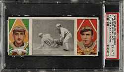 1912 T202 Hassan Triple Folder "A Close Play At Home" Bobby Wallace/LaPorte PSA EX-MT 6