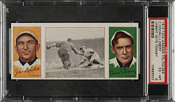 1912 T202 Hassan Triple Folder "Lobert Gets Tenney" Lobert/Dooin PSA EX-MT 6