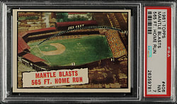 1961 Topps #406 Mantle Blasts 565 Ft. Home Run PSA NM 7
