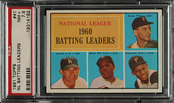 1961 Topps #41 NL Batting Leaders with Willie Mays and Roberto Clemente PSA NM+ 7.5