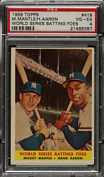 1958 Topps #418 World Series Batting Foes with Mickey Mantle and Hank Aaron PSA VG-EX 4
