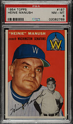 1954 Topps #187 Heinie Manush PSA NM-MT 8