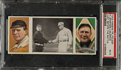 1912 T202 Hassan Triple Folder "Just Before The Battle" Hugh Jennings/John McGraw PSA EX 5