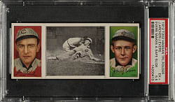 1912 T202 Hassan Triple Folder "Evers Makes A Safe Slide" Johnny Evers/Archer PSA EX+ 5.5